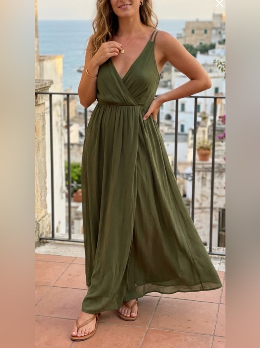 Lulus olive  Green V-Neck Maxi Dress - Women